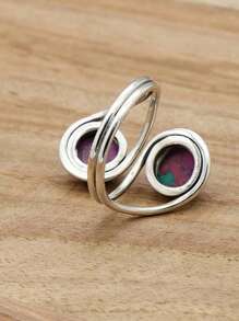 Purple Copper Turquoise 925 Sterling Silver Gemstone Adjustable Ring - Purple Copper Turquoise - View 5