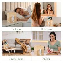 Bamboo Tissue Box Cover With Detachable Storage Tray For Home Office Bathroom, Square Holder Compatible With Standard Tissues, 6x6x7.4 Inch Natural Decor - Nhiều màu - Xem 7