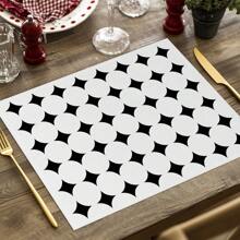 2/4pcs Simple Geometric Square Placemats, Abstract Neutral Style Artwork In Black & White, Blue, And Brown Linen Tablemats, Suitable For Daily Dining Table, Kitchen, Dining Room Decor, Home Decor, Holiday Decor, Tabletop Decor, Outdoor Picnic Decor, And Gifts, 12x16.5 Inches