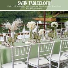 1件缎面桌布，可水洗涤纶桌布，防污防皱，适合派对、婚礼、生日活动