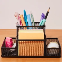PORTA CANETA PORTA OBJETO ORGANIZADOR PARA MESA DE METAL ARAMADO - Preto - Visão 4