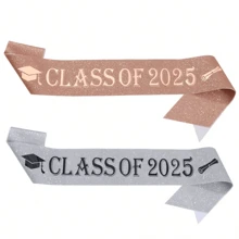 1 Black Senior 2025 Satin Sashes With Golden Printing - "CLASS OF 2025" Graduation Party Supplies For Celebrations, Perfect For Graduates And Graduation Events, Event Graduation Items | Class Of 2025 Apparel | Fabric Sash - Multicolor - View 4
