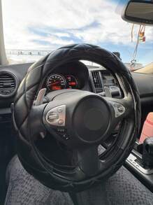 1pc Soft Ultra-Fiber PU Leather Steering Wheel Cover, Universal 15 Inch, Suitable For Ladies And Girls, Fits Cars, Sedans, SUVs, Trucks - Black - View 1