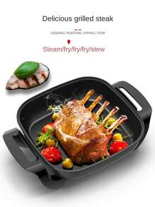 AORAN Electric Frying Pan, 12x12 Inch Non-Stick Electric Hot Pot, With Stand-Up Glass Lid, 5-Level Adjustable Temperature Controller, Aluminum Base, Frying, Baking, Steaming, Easy To Clean, 1500W High Power - US A Type Plug(110-127V) - View 2