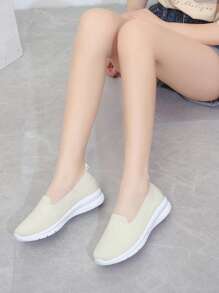 Women's Plain Flat Casual Shoes, Elegant And Simple Fashion For Daily Wear - Beige - View 5