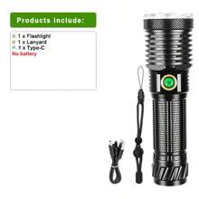 Ultra Powerful LED Flashlight USB Rechargeable Super Strong High Power Flashlight Torch Waterproof Zoomable Lantern Long Shot Hand Lamp - Black - View 12