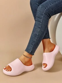 Women's Fashionable Lightweight, Soft, Thick-Soled, Anti-Slip, Wear-Resistant Slippers - Pink - View 5