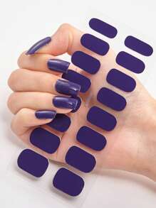 16pcs/Pack Solid Color Nail Stickers, Full Cover Nail Art Decorations