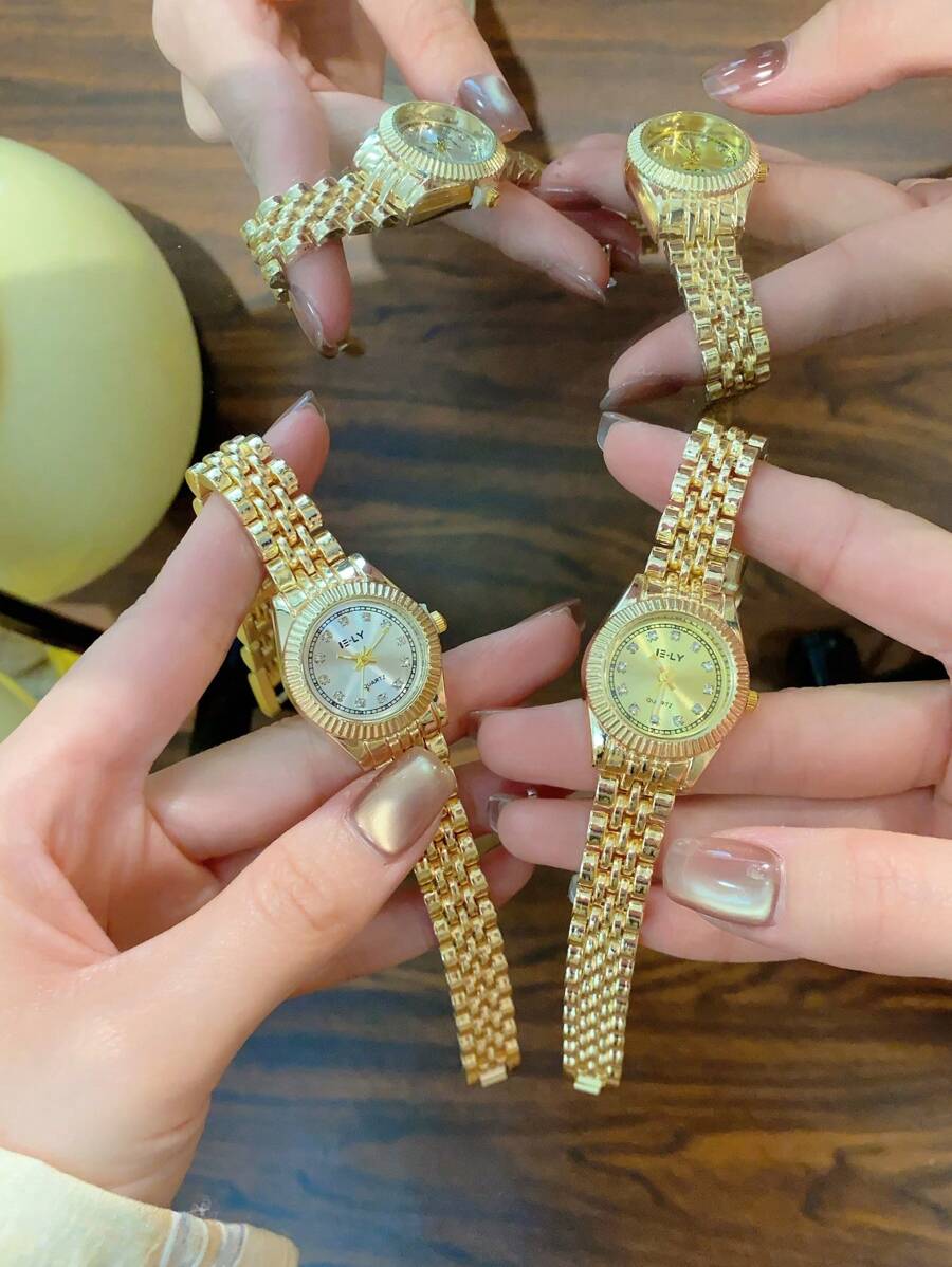 1 件女士银色/金色简约优雅小表盘不锈钢表带石英表，精致节日礼物 - 均碼 - 查看 1