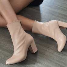 Botines nude tacón ancho - Beis - Ver 2