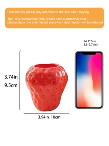 1pc Minimalist And Modern Cartoon Colored Ceramic Strawberry Vase, Nordic Ins Style Flower Vase, Desktop Ornament, Handicraft