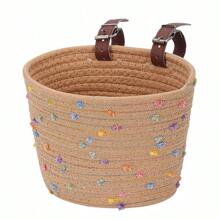 1 pieza Cesta de bicicleta, cesta de bicicleta para niño y niña, cesta de bicicleta tejida con cuerda de sisal, accesorios decorativos lindos para bicicletas, bicicletas de equilibrio y scooters - Multicolor - Ver 15