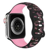 Sanrio Sanrio 1 Pc Sport Silicone Engraved Hello Kitty Watch Band Compatible With Apple Watch Band 40mm 38mm 41mm 44mm 45mm 42mm 46mm 49mm Women Men, Soft Wristband Waterproof Replacement Sport Band Compatible With Apple Watch Band Series10 9 8 7 6 5 4 3 2 1 SE Ultra Holiday Gift