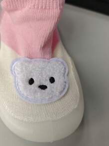 1 Pair Toddler Girls' Bowknot Anti-Slip Soft Sole Indoor Outdoor Breathable Rubber Bottom Training Shoes/Socks - Pink - View 3