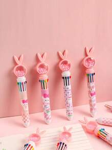 155 piezas Bolígrafo de estilo Kawaii con lentejuelas de dibujos animados, bolígrafo de 10 colores, lindo conejito, papelería escolar, lápiz de bola multicolor (estilo aleatorio), regalos de vuelta a la escuela - Multicolor - Ver 2
