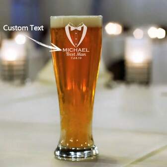 1 Pc 16oz/473ml Personalized Groomsman Beer Glass - Customizable Text And Graphic Design, Reusable Clear Glass Drinkware, Ideal For Wedding Or Engagement Party, Beer Tasting And Celebration Events, Wedding Party Glassware | Fashionable Glassware, Multi-Functional, Custom, Personalized, Unique, Home, Garden, Office, For Anniversaries, For Valentine's Day, For Mother's Day, For Birthdays, For Father's Day, For Graduation, For Weddings, For Housewarming