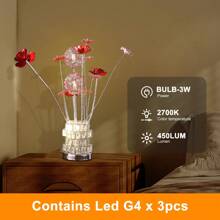 Aluminum 4 Red Roses 6 Petal Floral 2 Red/Silver Flower Bud On A 4 Squared Modern Hexagona Chrome - 黑色 - 查看 2