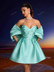 Abito elegante da sera Anymoon con decorazioni floreali 3D, adatto per balli formali, lauree, riunioni di ex alunni, feste, matrimoni e altri eventi, abito da festa, abito da invitato al matrimonio