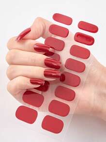 16pcs/Pack Solid Color Nail Stickers, Full Cover Nail Art Decorations