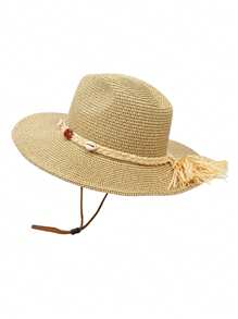 Um Pacote de Chapéu de Palha de Verão Leve Cáqui para Mulheres, Respirável e Confortável, Leve e Conveniente, Chapéu Solar Primaveril à Prova de Vento e com Proteção Solar, que Destaca o Rosto com Elegância e Delicadeza, Ideal para Passeios, Compras, Férias e Uso Diário!