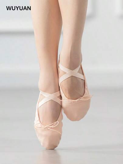 Split Sole Drawstring Canvas Ballet Shoes