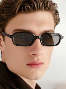1 pièce Lunettes de style vintage avec cadre rectangulaire, mode pour hommes, tenues décontractées, convient pour la sortie, les vacances d'été à la plage, l'extérieur, les voyages