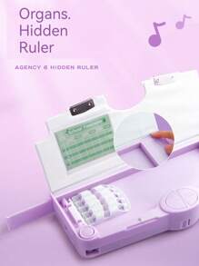 1 件随机卡通多功能文具盒，创意双层大容量简约铅笔盒，个性化笔盒，适合学生、女孩和儿童返校，铅笔袋，书包 - 紫色 - 查看 9