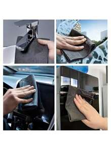 5pcs Magic Cloth Non-Trace Wiping Glass Cloth, Special Waterless Printing Cloth Mirror Cleaning Utensils, Technical Non-Trace Cleaning Cloth - Professional Glass Mirror Cleaning Towel, Waterless Wiping, Gray Microfiber, Home Kitchen, Bathroom Glass, Home Multi-Functional Cleaning Cloth