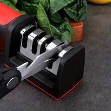 Four-Stage Professional Knife Sharpener - Diamond / Ceramic Rod, Safety Design, Quick Recovery Of Knife Edge - 紅黑 - 查看 6