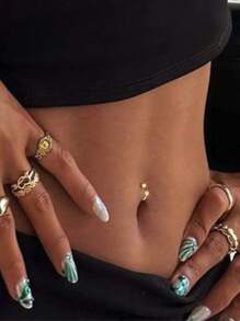 1 Pc S925 Sterling Silver Belly Button Zirconia Belly Button Silver Navel Rings Small Belly Button Vimi Belly Jewelry - Single Belly Button Nail - View 4