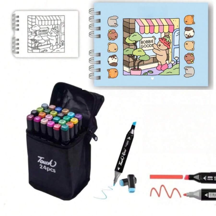 Bobbie Goods Coloring Book Kit Hardcover 50 Pages + 24/36/48/60/80/120 ...