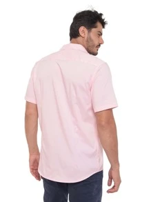 Rand paul Men's Slim Fit Short Sleeve Plain Dress Shirt With Pocket - 淺粉色 - 查看 7