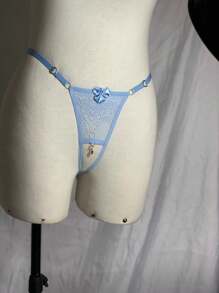 Thong Panties Pendant In Opening Panties In Women's Thongs Sexy Lace Lingerie Sensual Intimate Fashion - 淺藍色 - 查看 4