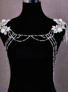 1 قطعة سلسلة كتف مشغولة يدويًا معقودة، ديكور للفساتين، مناسبة لفستان العروس وحفل المساء والفساتين الطويلة بدون أكمام - يولا - مشاهدة 1