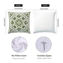 4 件套绿色简约日常莫里斯图案靠垫套，单面印花桃色天鹅绒材质，45*45/50*50/40*40 厘米枕套，适用于现代布艺沙发，室内装饰，派对装饰，礼物