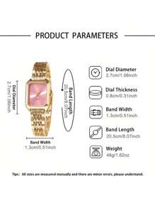 优雅石英女士手表，不锈钢表带方形表盘，多种颜色可选，是送给妈妈或女朋友的理想礼物，适合任何场合