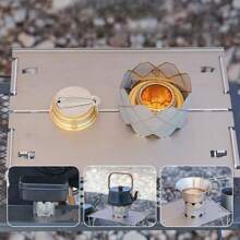 1件户外露营炊具配件 - 酒精炉挡风罩、超轻露营防风屏、网状灯罩