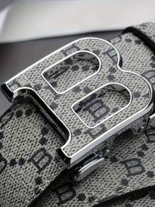 1pc Vintage Punk Style Men's PU Leather Accessories With B Letter Buckle, Alloy Automatic Buckle, Suitable For Daily, Casual, Party, Holiday, Business Occasions (Gift Packaging)