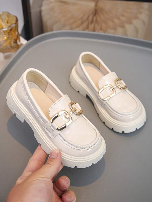 1 par de nuevos zapatos de suela blanda con decoración para niñas con puntera cuadrada en colores negro y blanco