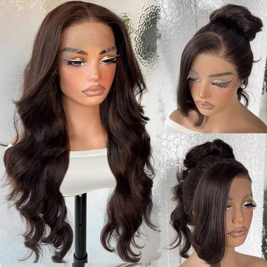13x4 Synthetic Lace Front Wig, Wavy Curly Lace Front Wig, Pre-Plucked, No Glue Needed, 26 Inches, Instant Wear Wig For Women, Suitable For Beginners