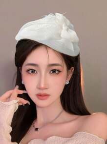 1 Pc Women's New Sweet Aristocratic Bow Side Small Top Hat Feather Headband,Hairband,Hair Hoop Headbands