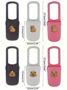 1 pieza Soporte de silicona para taza con diseño de Capibara de dibujos animados, soporte portátil multifuncional de silicona para bebidas para cochecito, portavasos universal para bicicleta, silla de ruedas, andador, scooter, portabotella para bebé, gran capacidad, organizador resistente de botellas de agua - Portabebidas fácil de acoplar para ayudas a la movilidad, capacidad para múltiples botellas, material de silicona resistente - Para padres, personas mayores y viajeros - Perfecto para hidratarse en movimiento