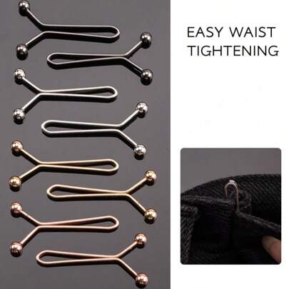 2/4/8 Stück U-förmiger Metall Taillenformer, minimalistischer goldener/silberner/schwarzer Taillenklemmenhalter, Hosen Taillenstraffung, Schal/Ärmel Clip Verschluss