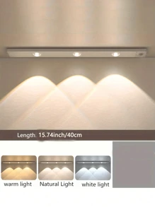 1 件猫眼传感器橱柜灯 USB 可充电运动传感器灯，LED 灯条，可调光 3 种颜色可选，适用于厨房、衣柜、橱柜、卧室、走廊 - 三色光 - 查看 16