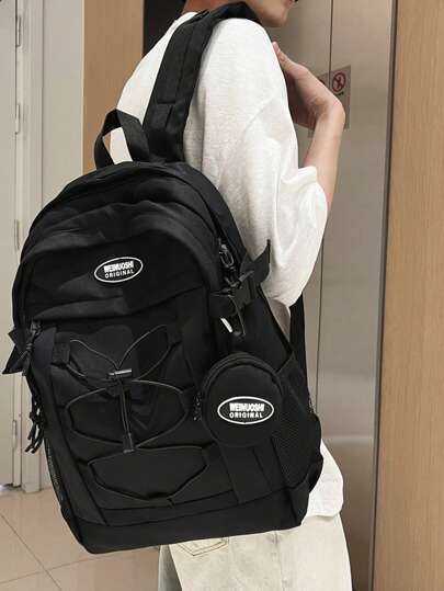 男女通用休闲大容量笔记本电脑背包带小零钱包，学院风背包适合上学、通勤、旅行、母亲节礼物