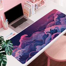 1pc Waves Mouse Pad Aesthetics Art Desk Mat Extended Large Mousepad With Stitched Edge Non-Slip Rubber Base For Home Office Decor Desk Pad 35.4x15.7 Inch Gifts For Men Women Friends Back To School - Multicolor - View 6
