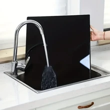 1 块带台面边缘的亚克力切菜板，防滑防脏厨房水果/蔬菜切菜板，透明设计保护台面，易于清洁