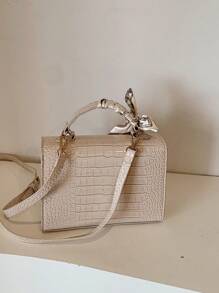 New Glossy Crocodile Pattern Handbag For Women, Large Capacity, Fashion & Elegant, Can Be Worn Over Shoulder, Black, Best Mother's Day Gifts Women - White - View 7