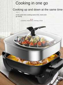 AORAN Electric Frying Pan,12x12 Inch Non-Stick Ceramic Electric Pot With Glass Lid - 1500W Adjustable Temperature Controller, Aluminum Base For Even Heat Distribution, Frying Baking Steaming Boiling, Easy Clean & 110V US Plug, Home Kitchen Essentials ﻿ - US A Type Plug(110-127V) - View 4