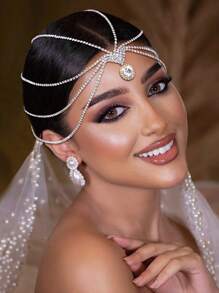 Elegant Women's Hair Accessory Chain, Luxury Crystal Hair Jewelry Headpiece For Brides, Wedding, Birthday Party, Performance Head Jewelry Luxurious Bridal Head Chain For Wedding